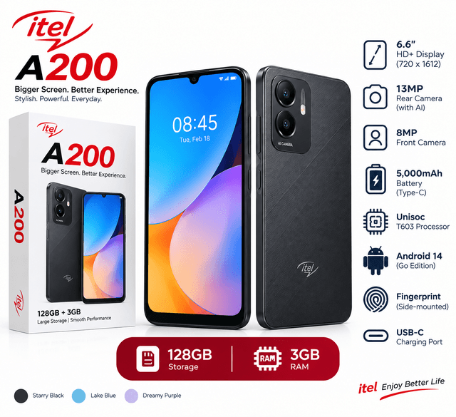Itel A200 128GB + 3GB